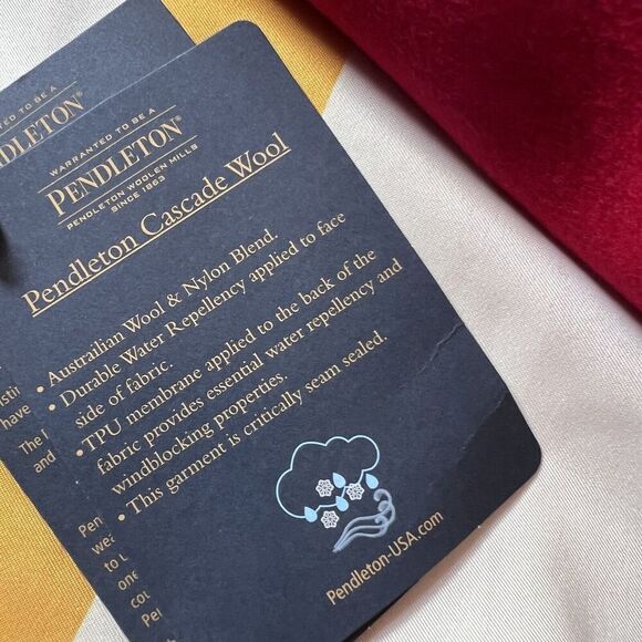 NWT Women Pendleton Cascade Wool Coat - Red button zip peacoat jacket, Size M - Picture 10 of 10